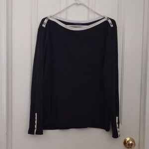 Tommy Hilfiger Black and White Long Sleeve Top XL
